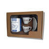 Confezione regalo Bacca Rossa con caffè macinato moka decaffeinato - barattolo da 250g e set di due tazzine con piattini. Miscela decaffeinata di caffè tostato artigianalmente, ideale per moka. Torrefazione italiana di alta qualità.