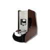 Macchina da caffè a cialde Bacca Rossa con design in legno scuro e acciaio inox.